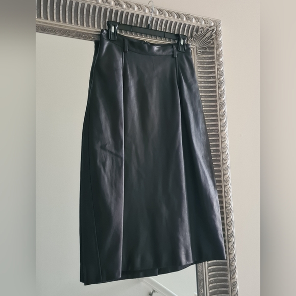 BALENCIAGA Black Leather High Waisted Midi Skirt FR 36 US 4 S Org $2,450 - Picture 6 of 16